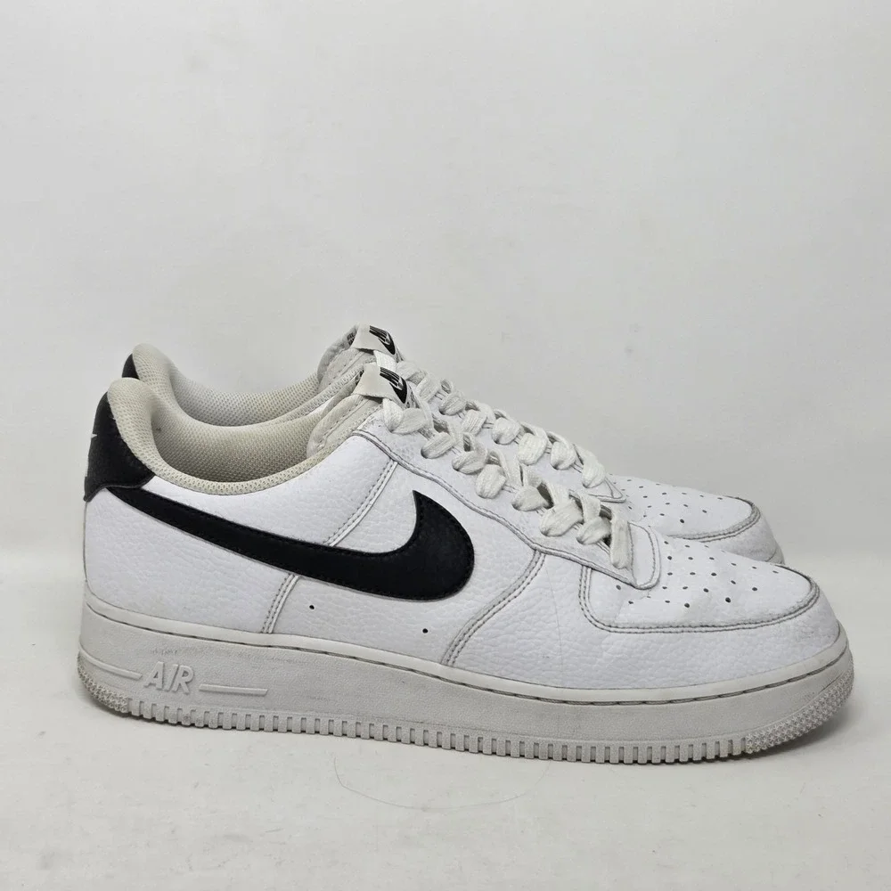 Nike Air Force 1 One Low '07 White Black Swoosh CT2302-100 Men's 10.5